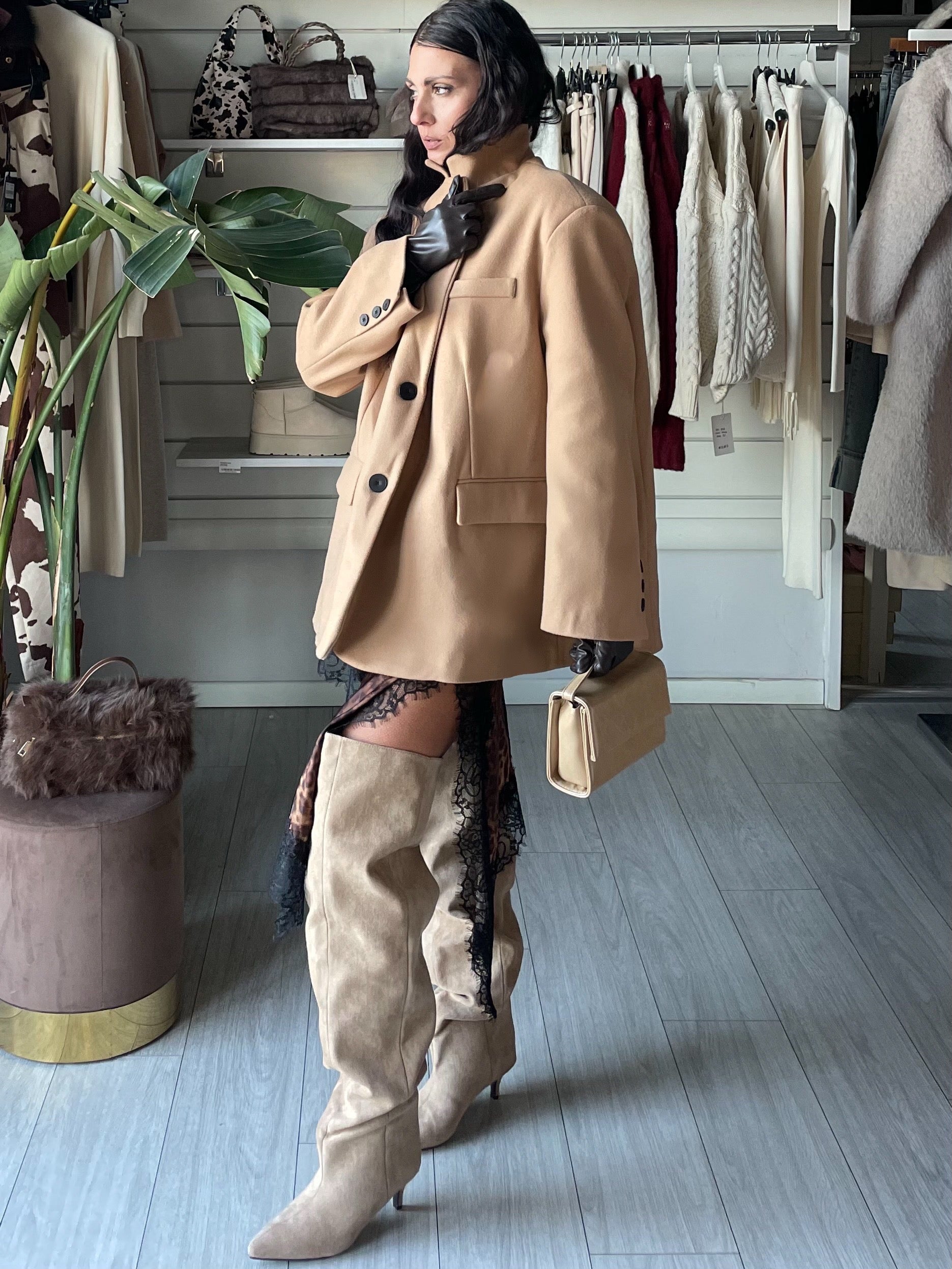 CAPPOTTO OVER MODELLO BLAZER CAMEL