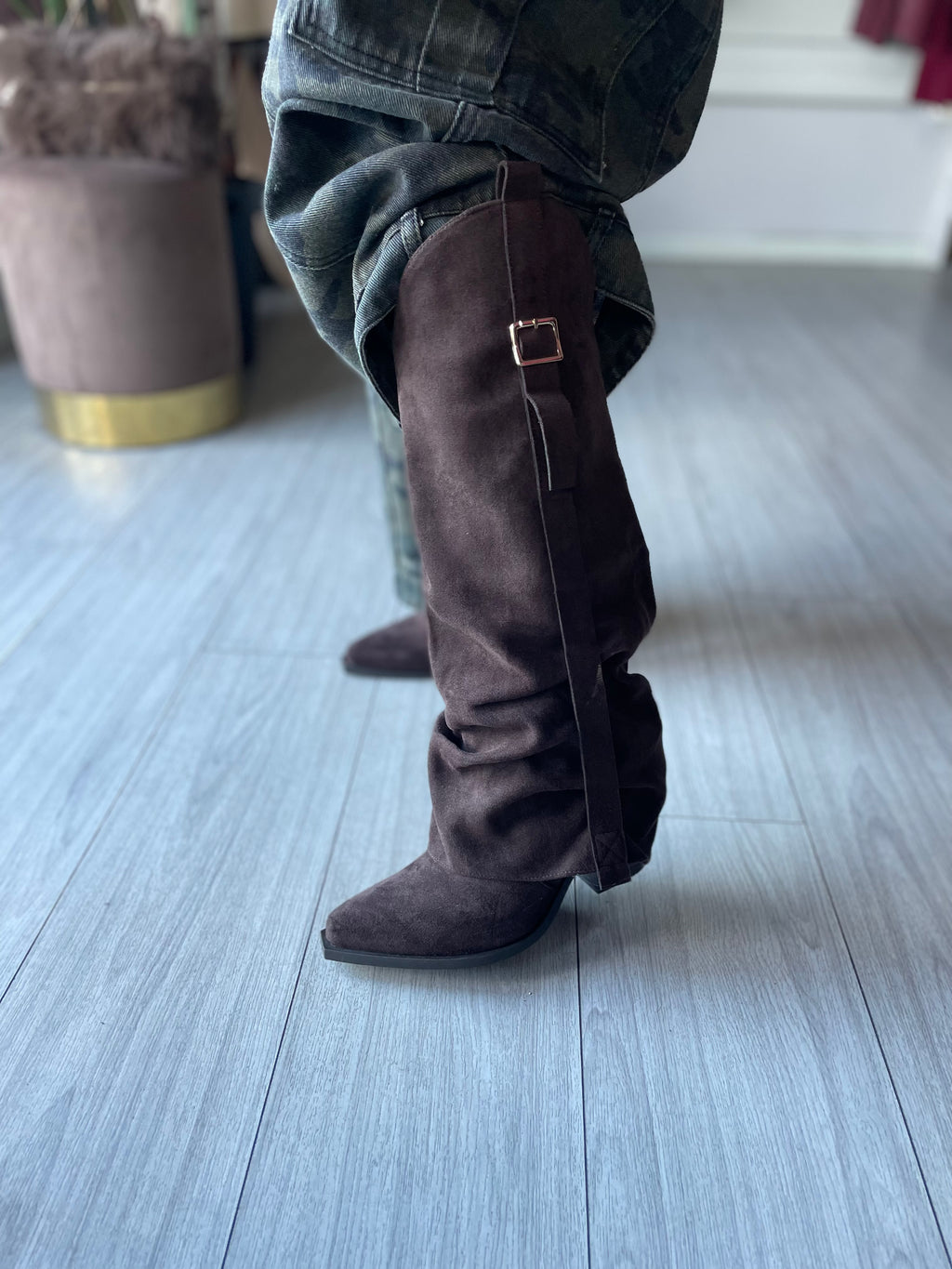 TEXANO SUEDE CON RISVOLTO BROWN