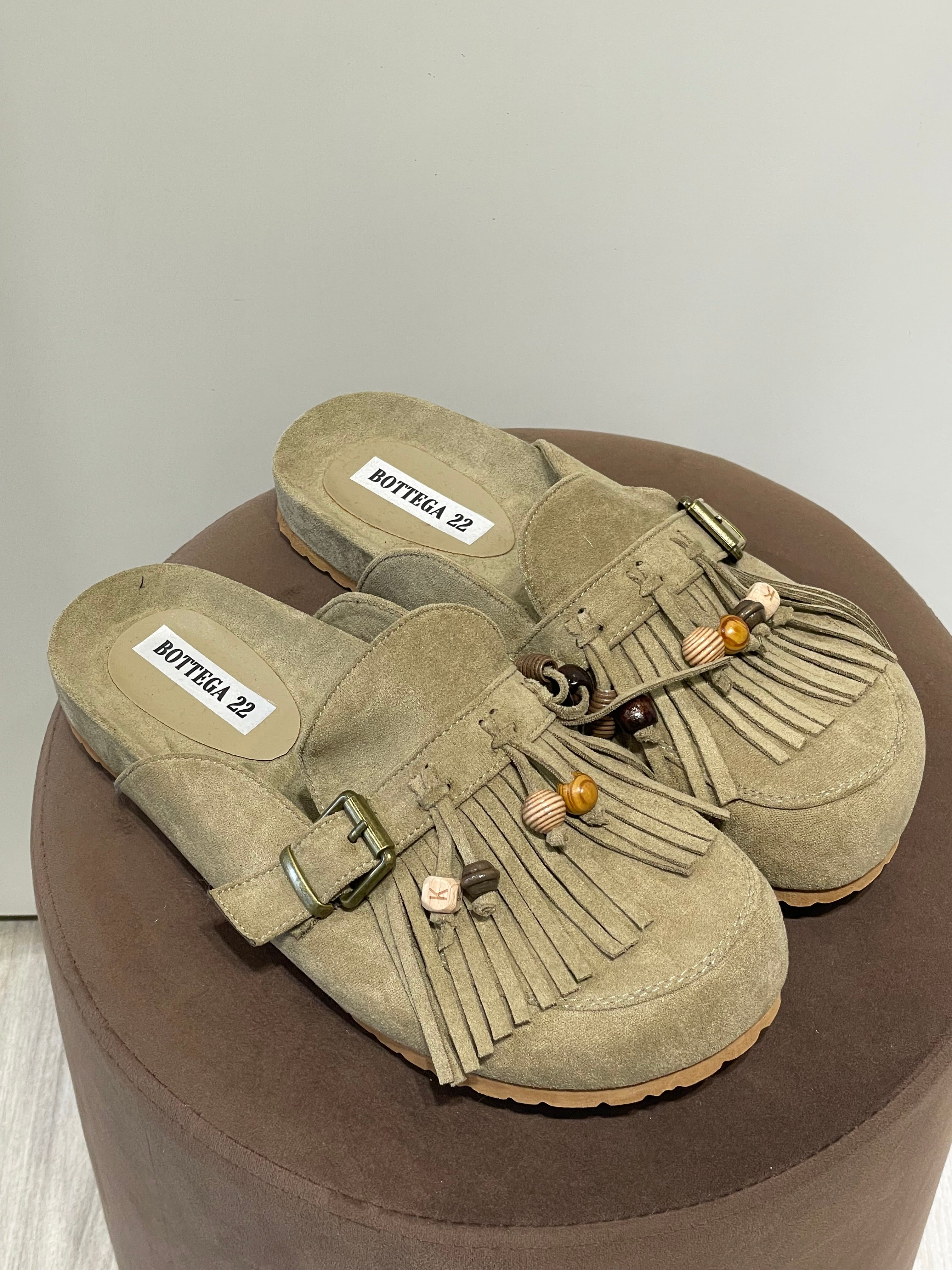 Sabot Boston con frange e perline