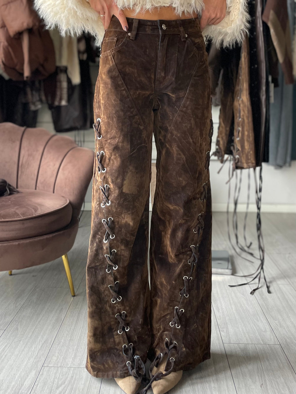 WEST JEANS STRINGATO IN SUEDE