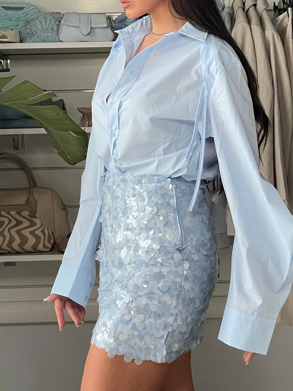 Gonna paillettes sky blue
