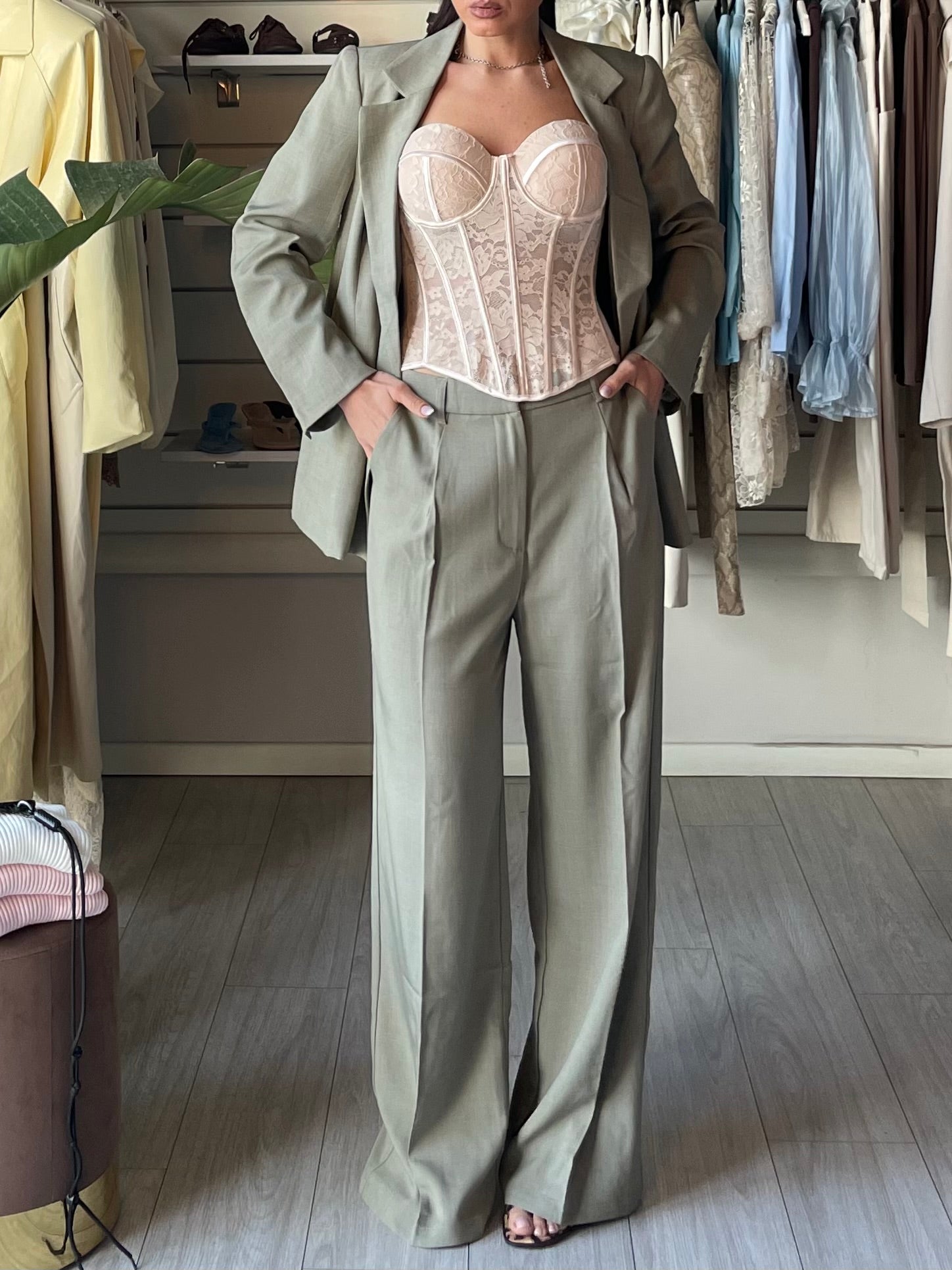 Tailleur Sage  verde salvia