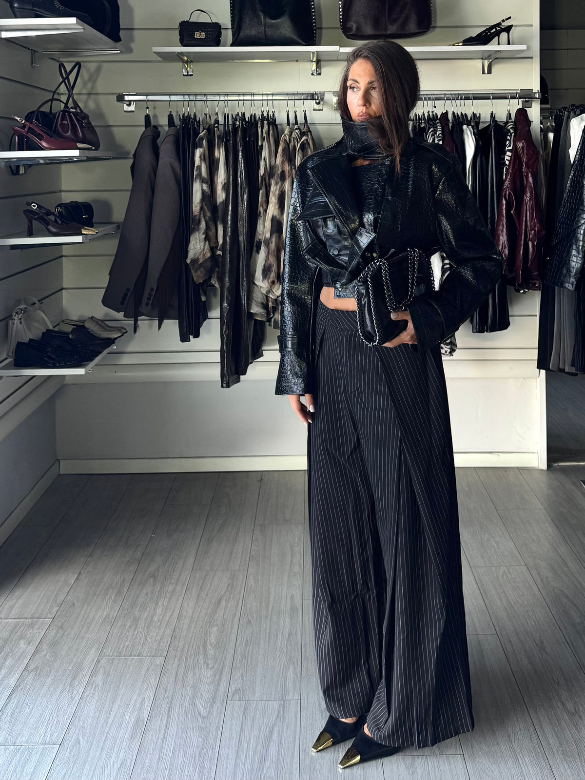 Pantalone Power stirpe wide leg