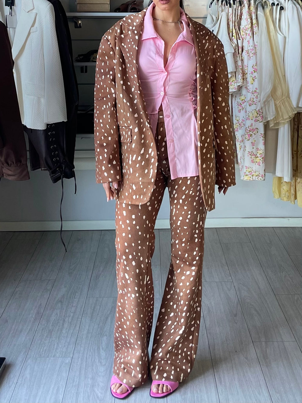 Pantalone a zampa Bambi print  Lumina