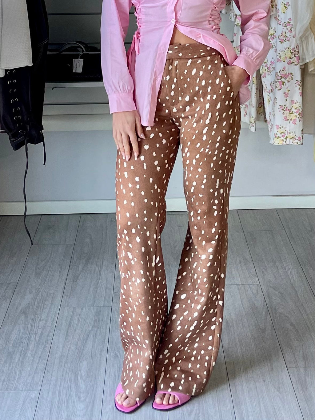 Pantalone a zampa Bambi print  Lumina
