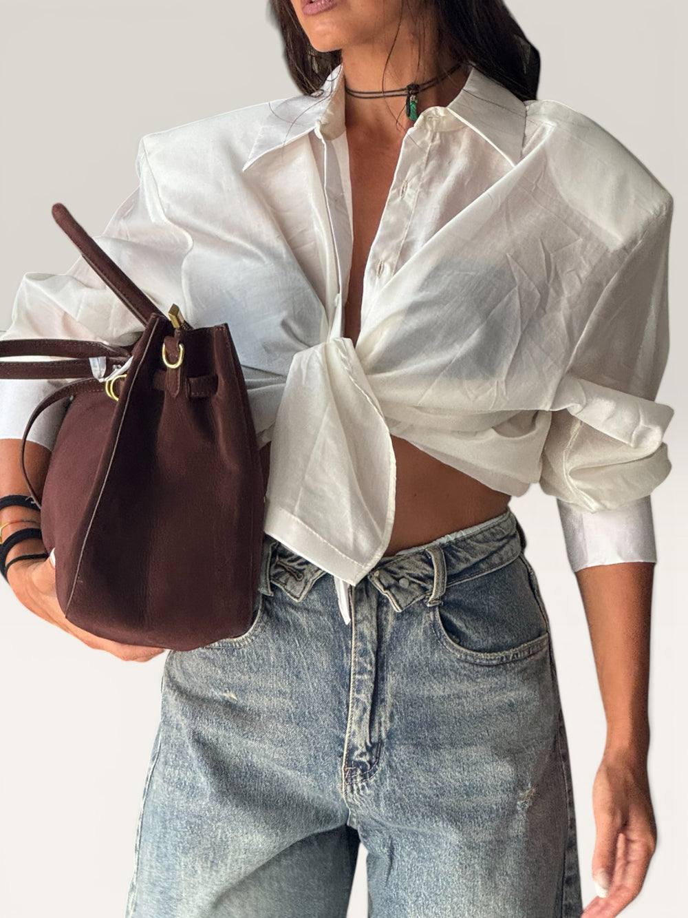 Camicia velata con spalline