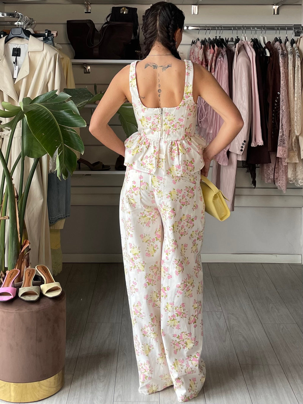 Top bustier stampa floreale in cotone Lumina