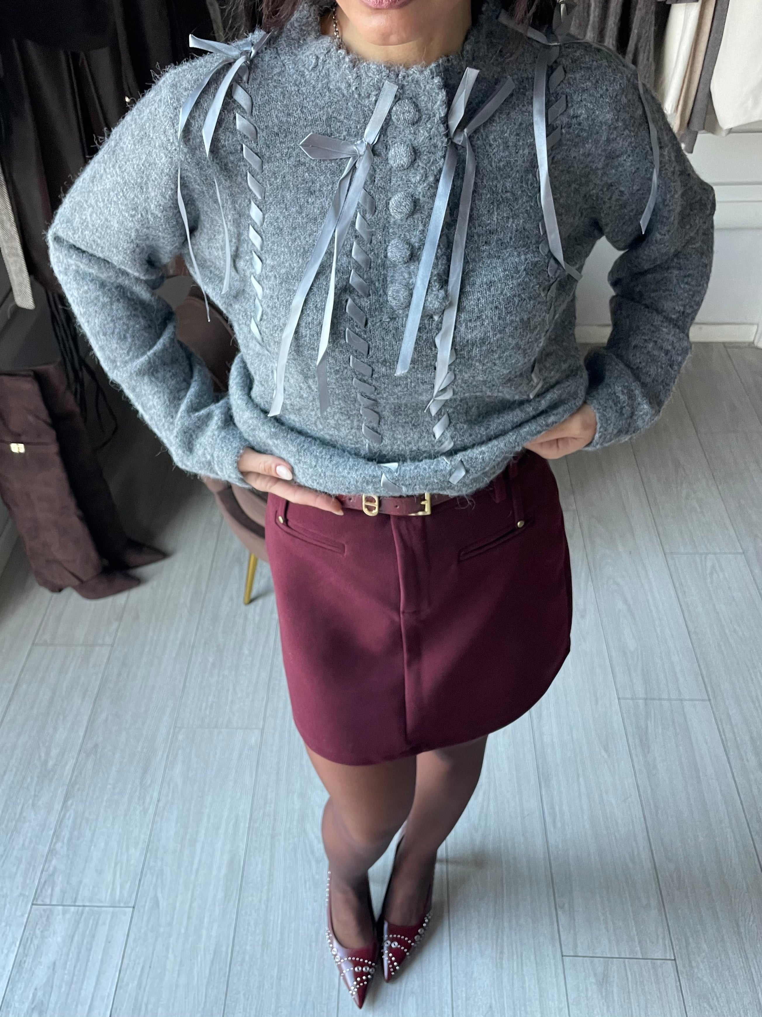 PULLOVER CON FIOCCHI IN RASO Grey