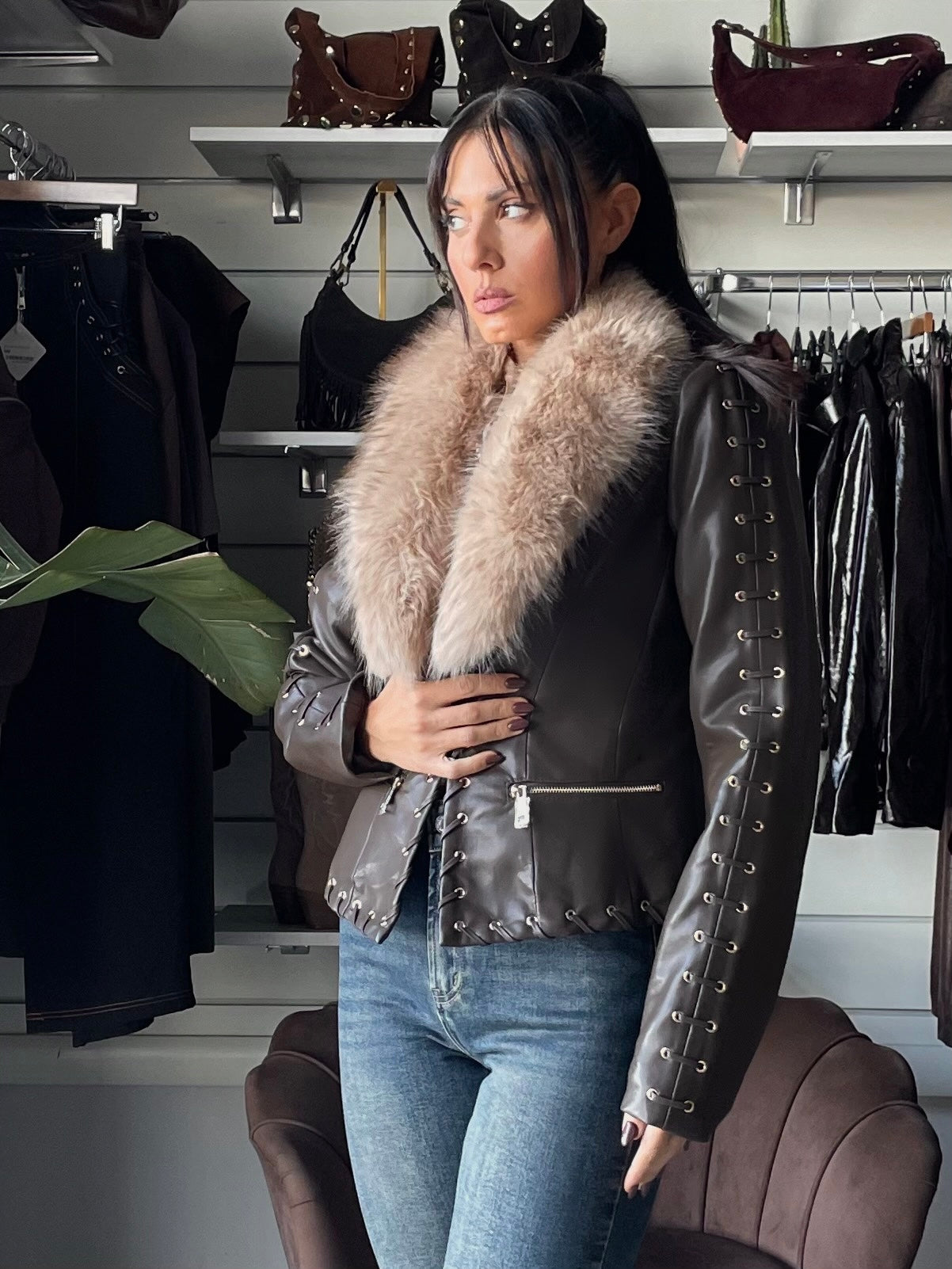 GIACCA STRINGATA Mily Brown