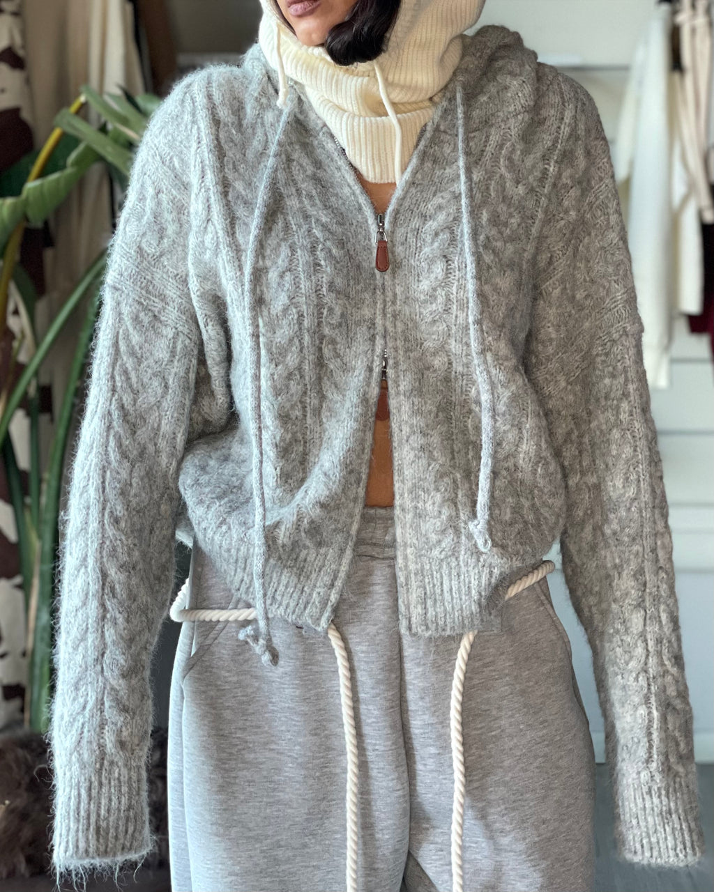 MAGLIONE HOODIE FULL ZIP GRIGIO