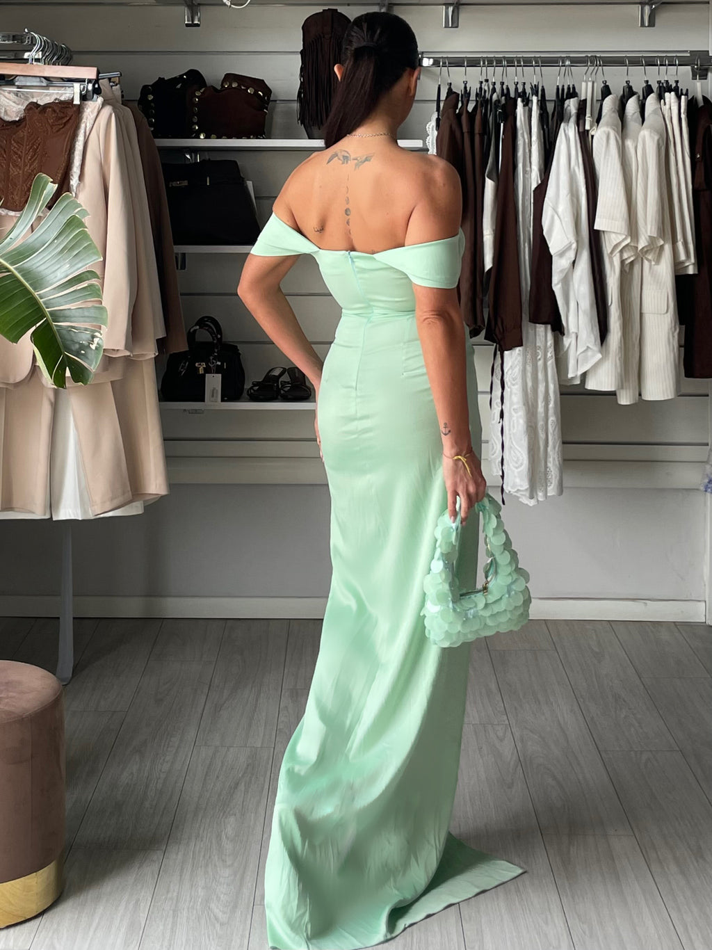 Abito a sirena con spacco Tiffany