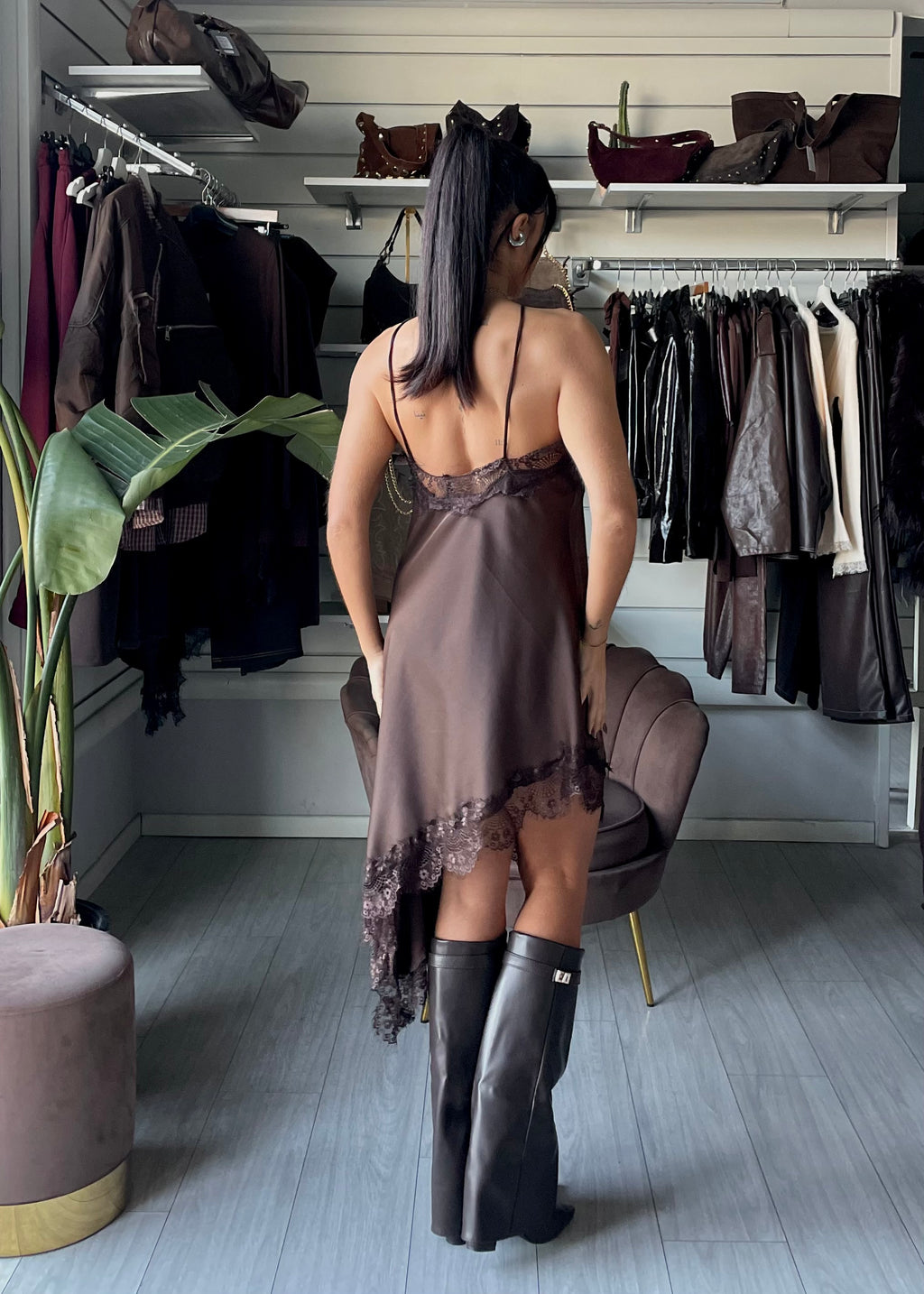 DRESS SATINATO CON PIZZO