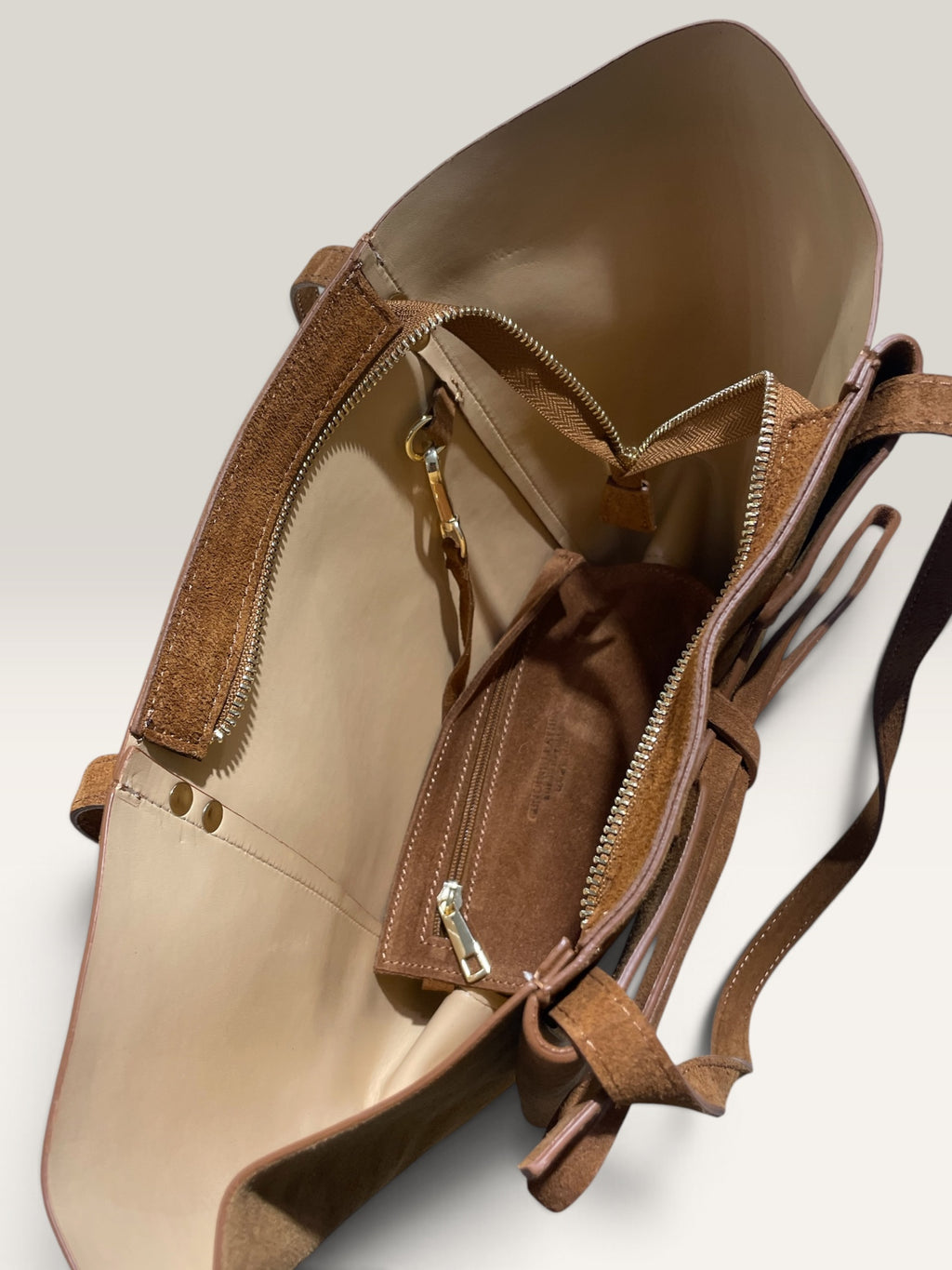 Tote bag in camoscio Camel