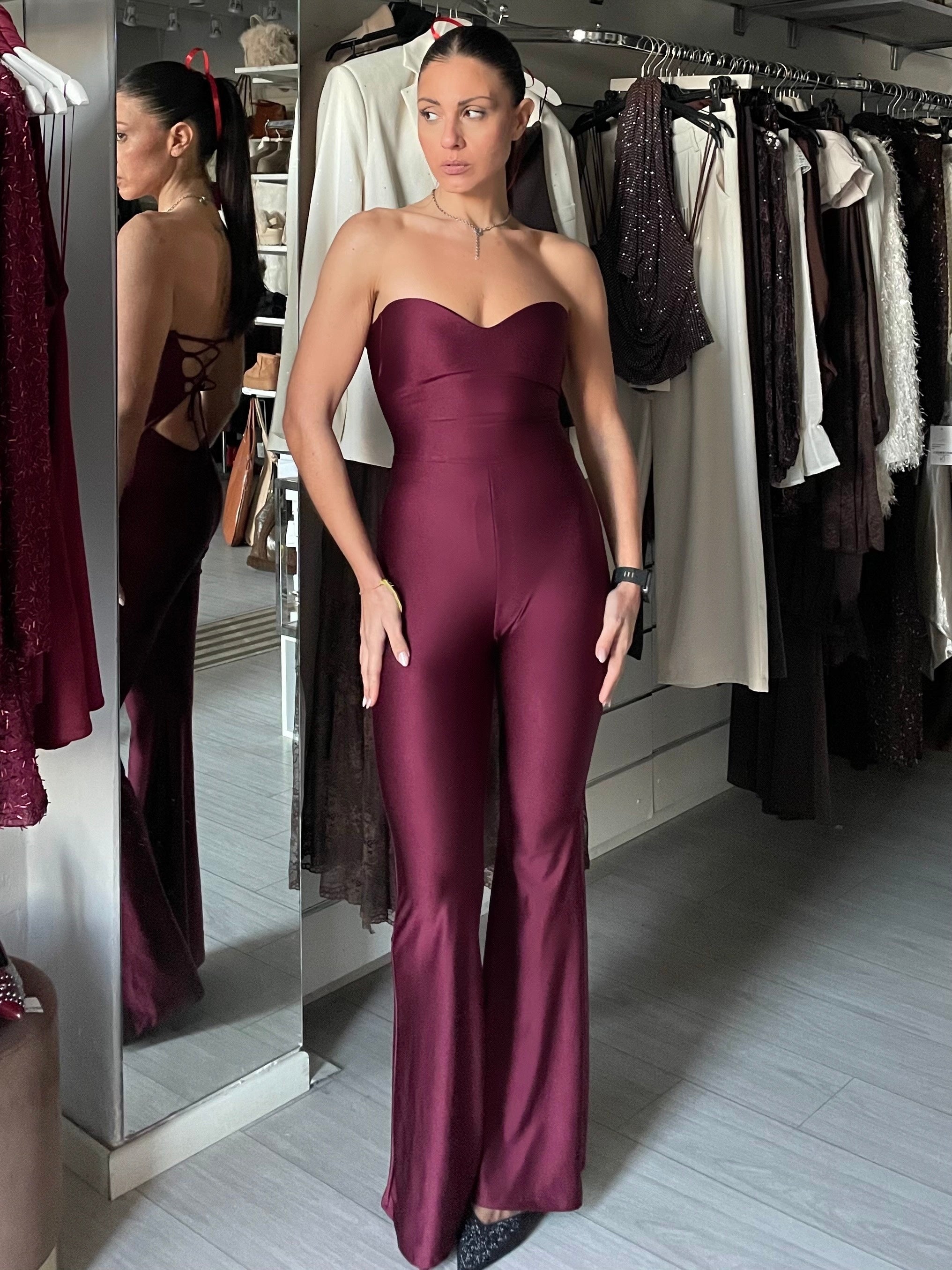 JUMPSUIT CORSET BORDEAUX