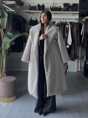 CAPPOTTO LUNGO IN ECOPELLICCIA  Lumina Beige