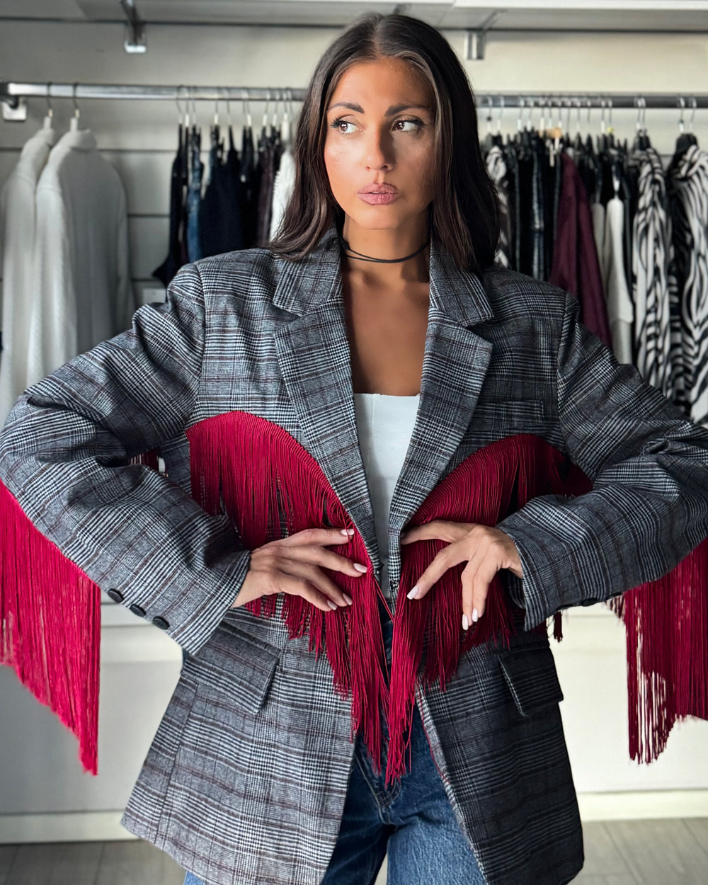 Lumina blazer scottish Red