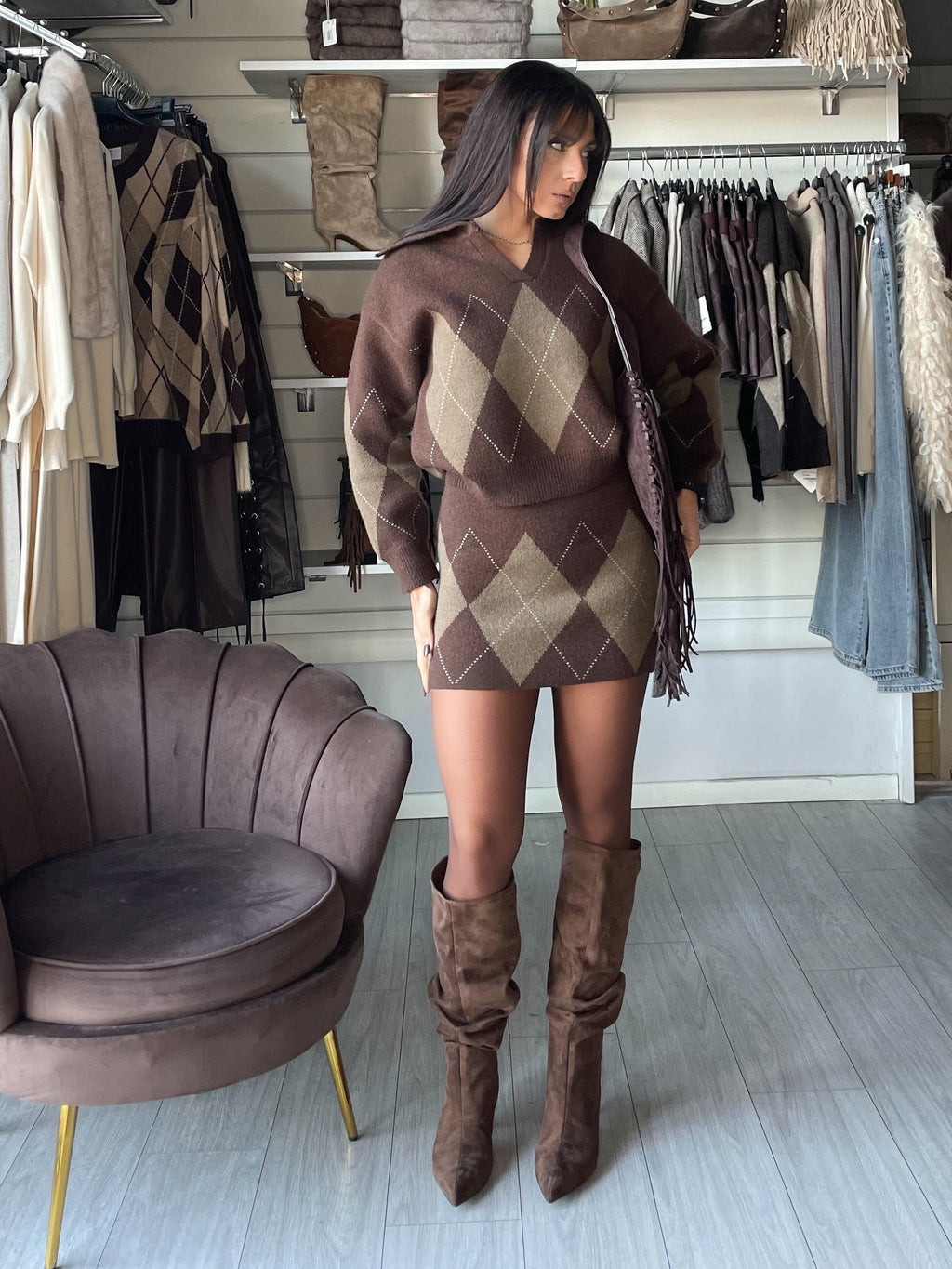 PULLOVER ROMBI BROWN