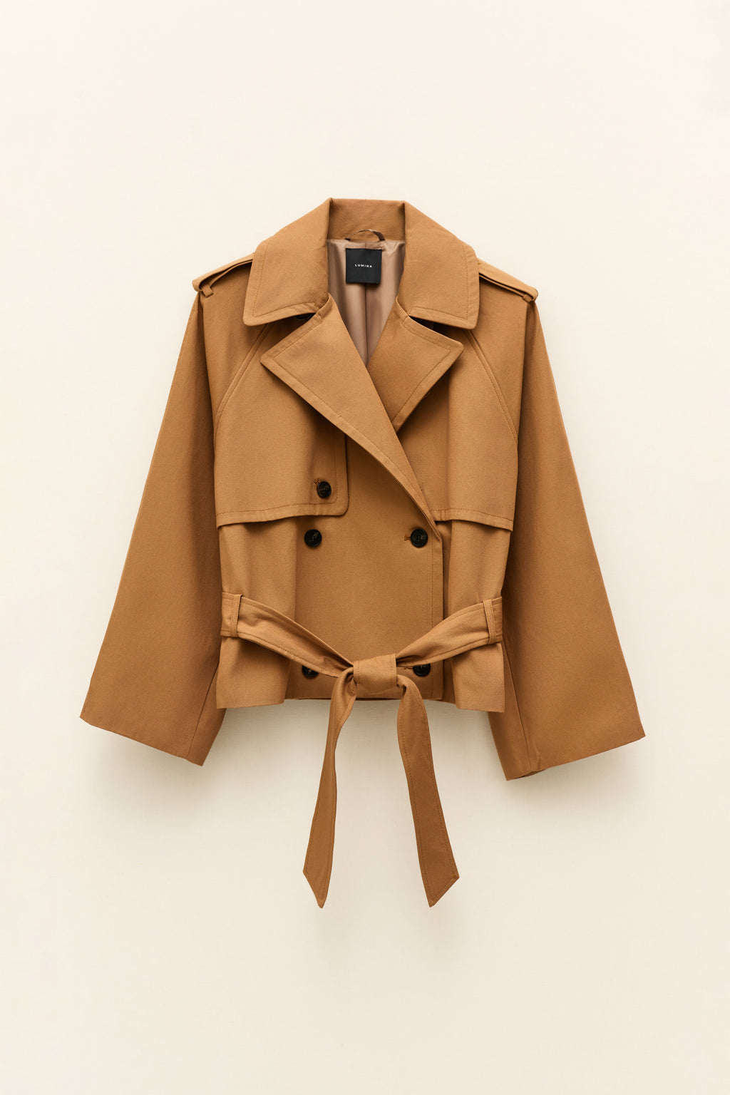 Trench corto Korea camel Lumina
