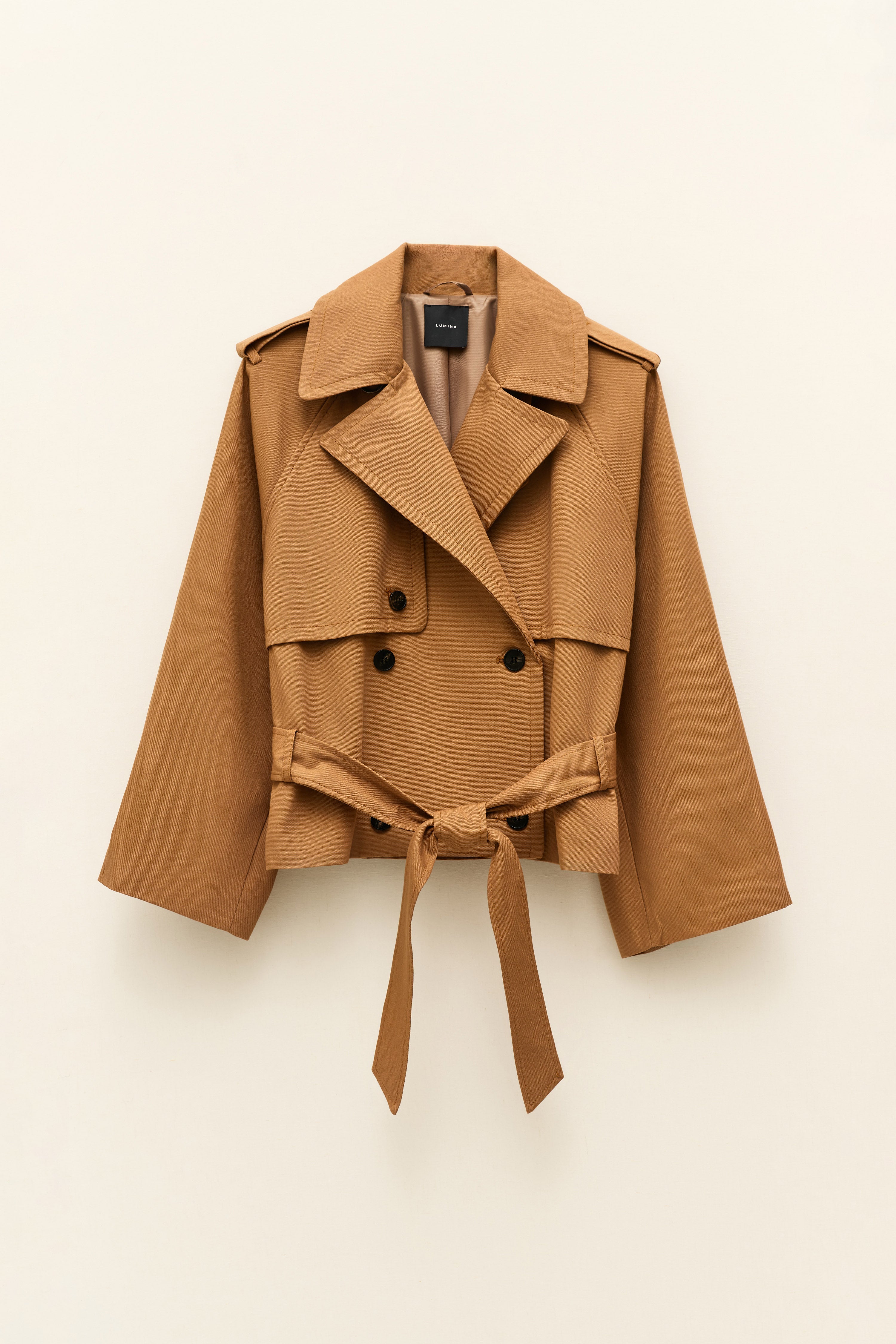 Trench corto Korea camel Lumina
