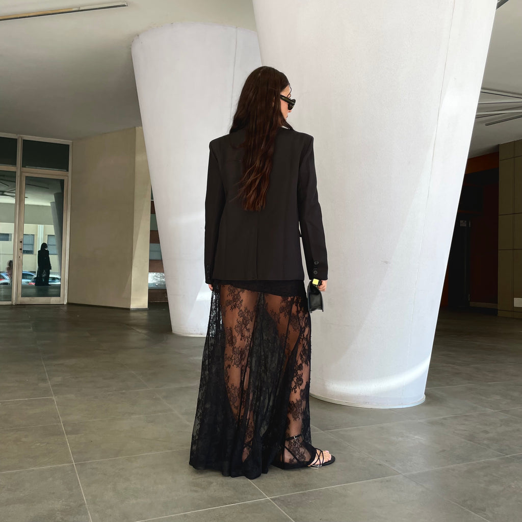 Gonna lunga NUIT in pizzo Lumina
