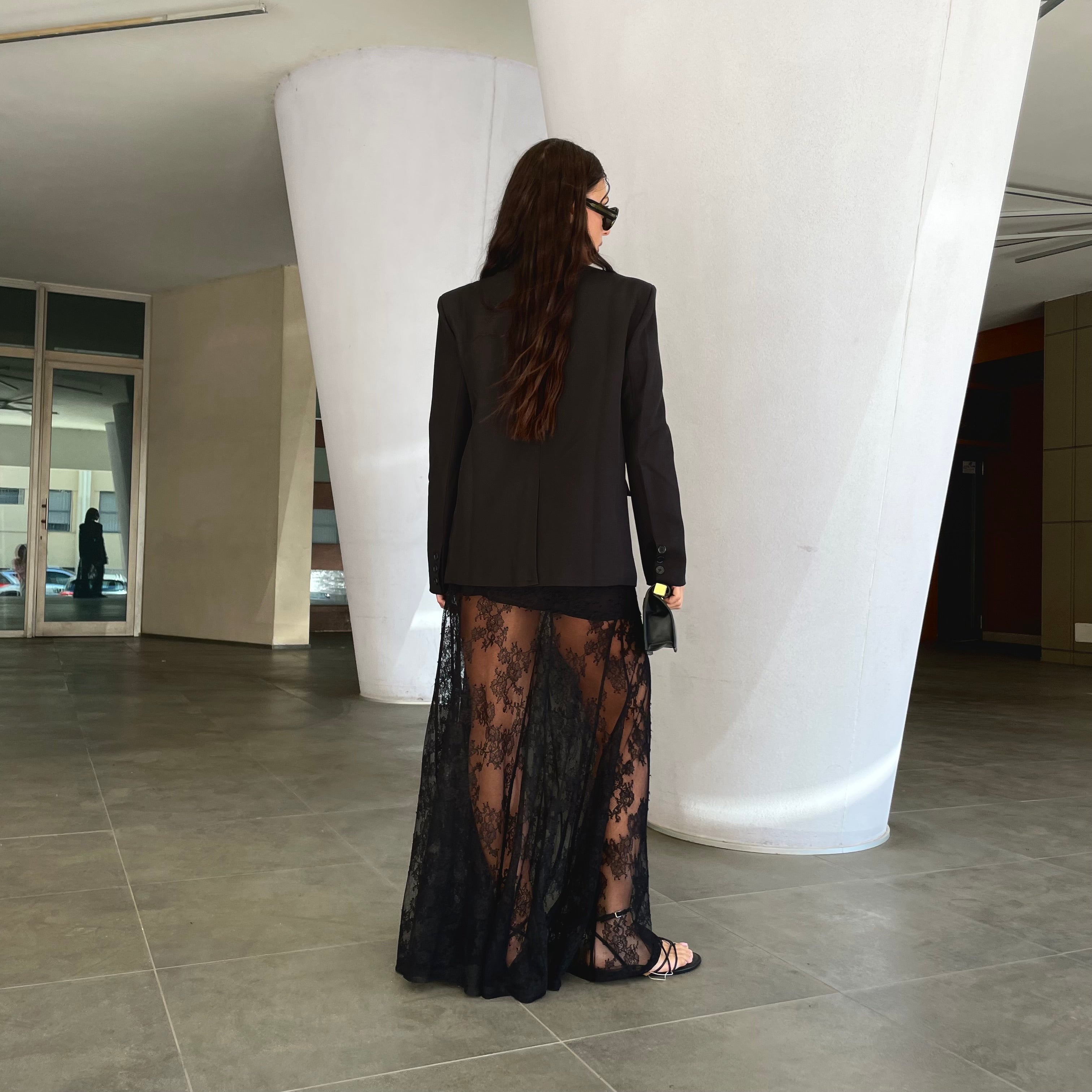 Gonna lunga NUIT in pizzo Lumina