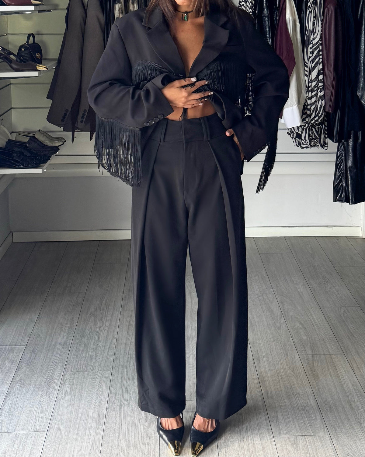 LUMINA Pantalone barrel classy  black
