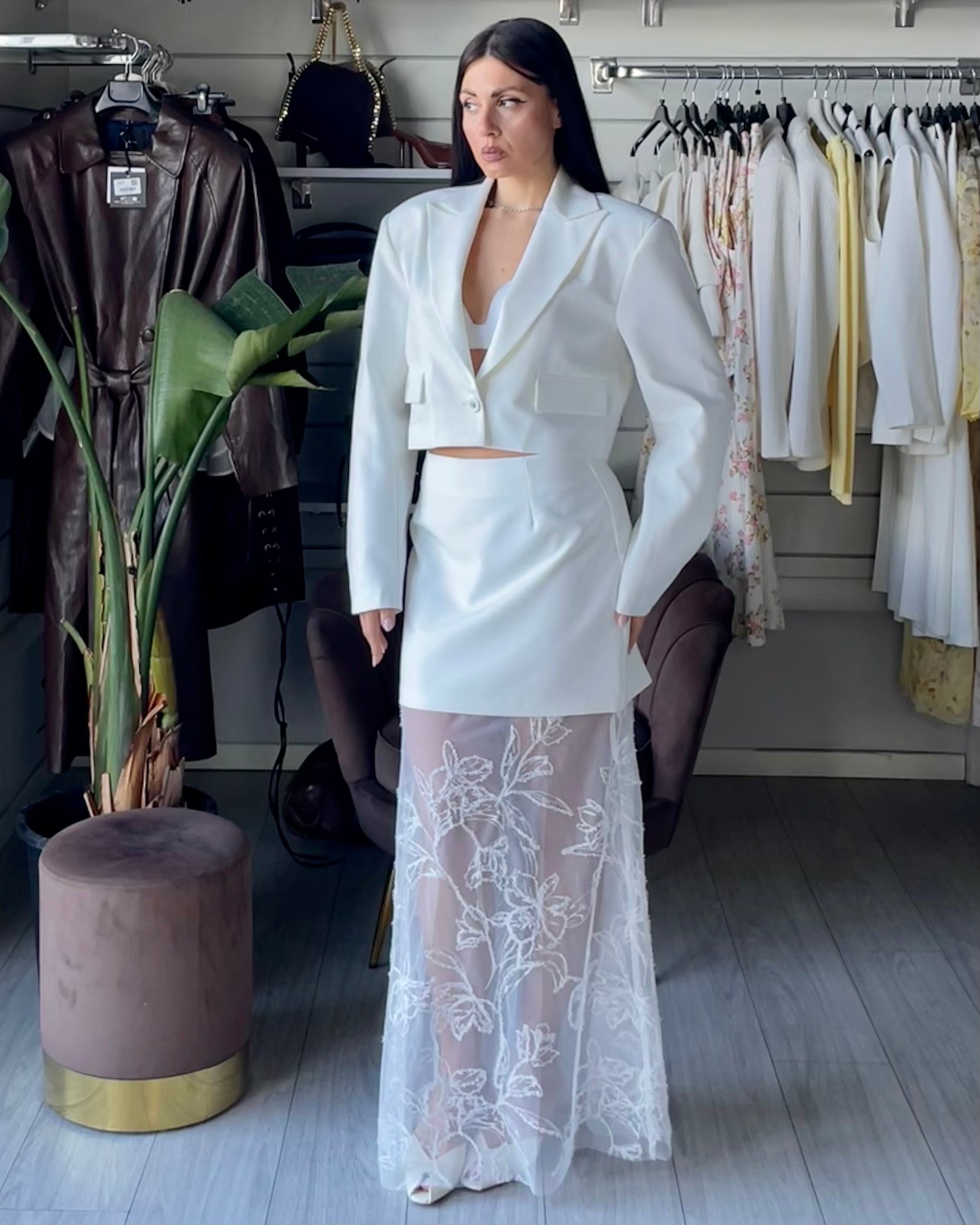 Gonna combinata in pizzo bianca by Lumina