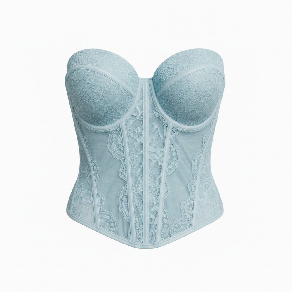 Corsetto in pizzo celeste