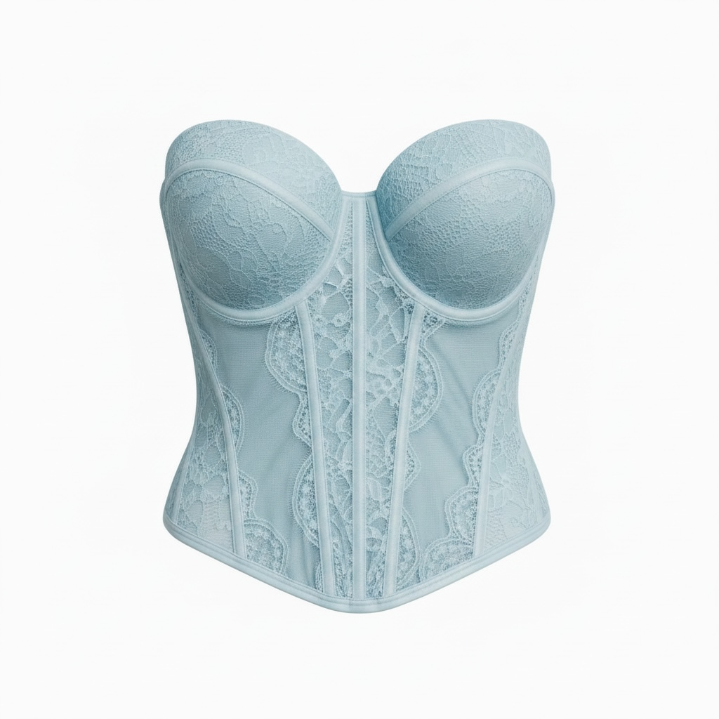 Corsetto in pizzo celeste