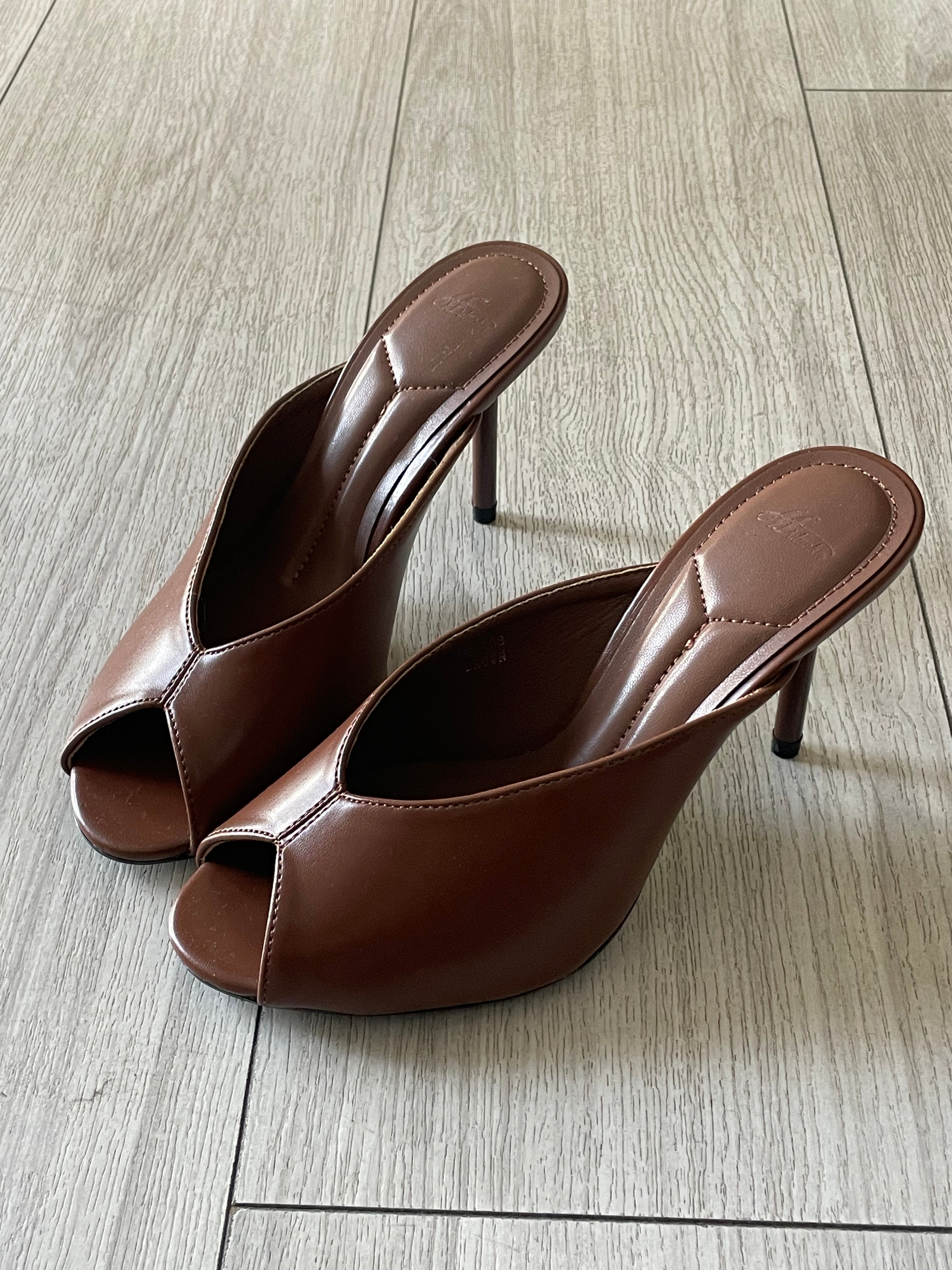 Mules GILDA open-toe tacco a spillo cuoio
