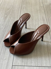 Mules GILDA open-toe tacco a spillo cuoio