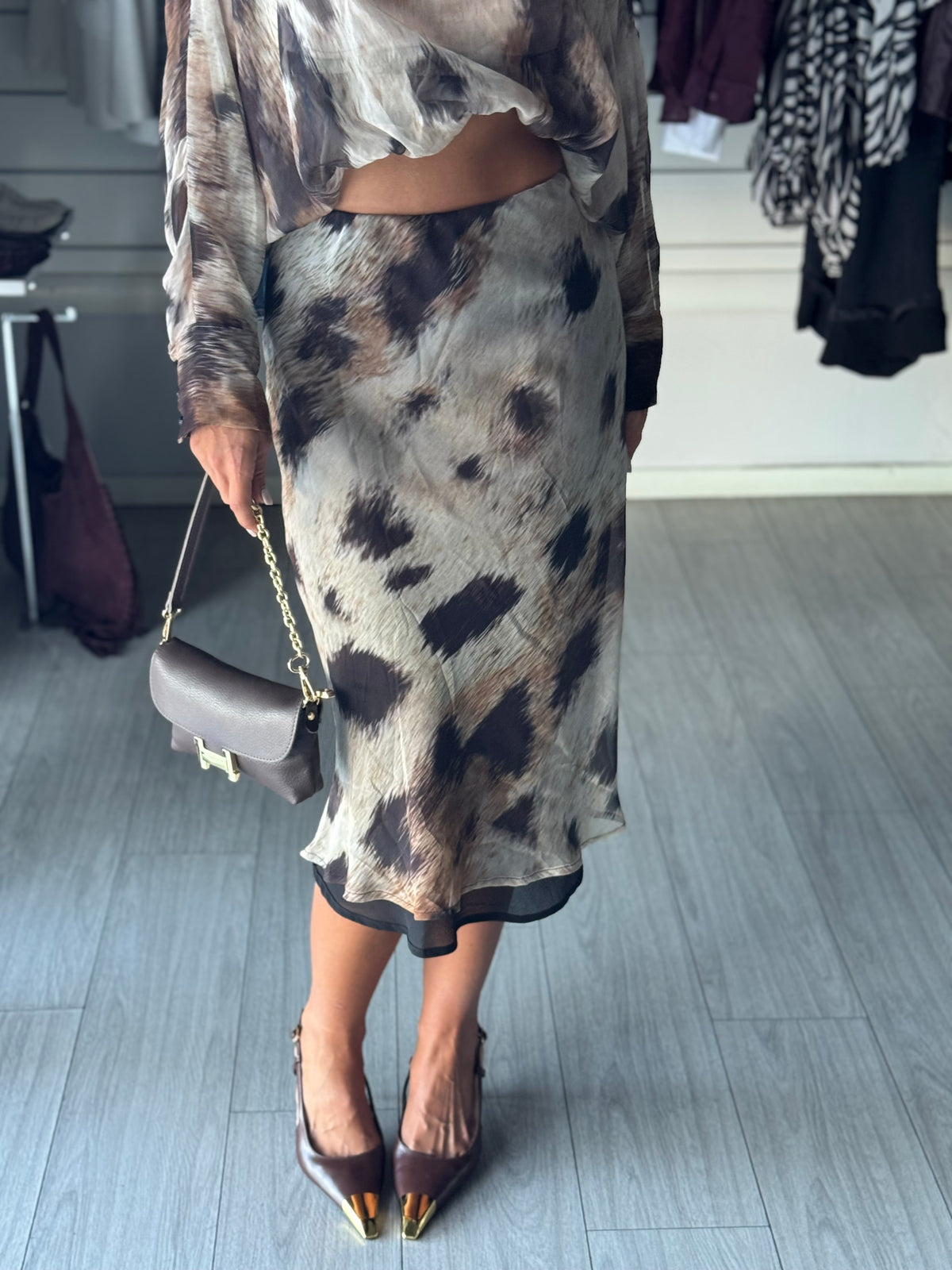 Lumina gonna midi animalier