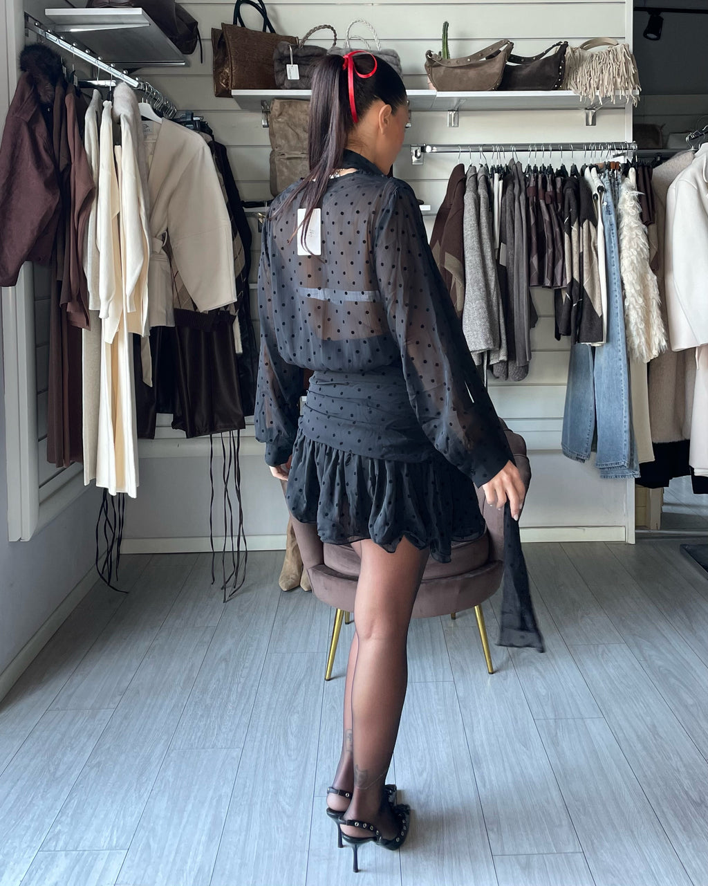 AUDREY abito a pois nero