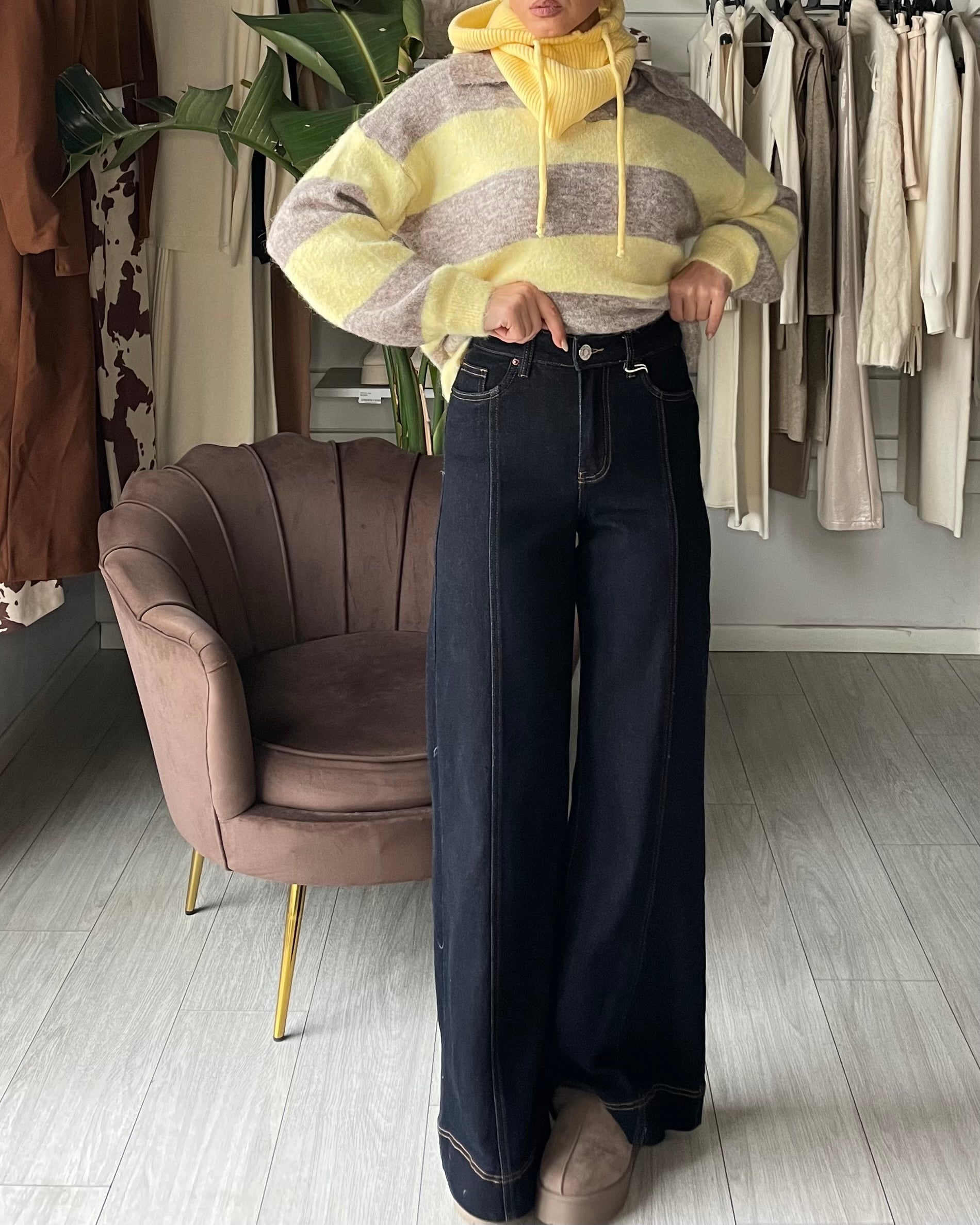 PULL STRIPES YELLOW MISTO LANA