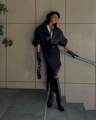 GONNA IN RASO CON PIZZO Lumina Black