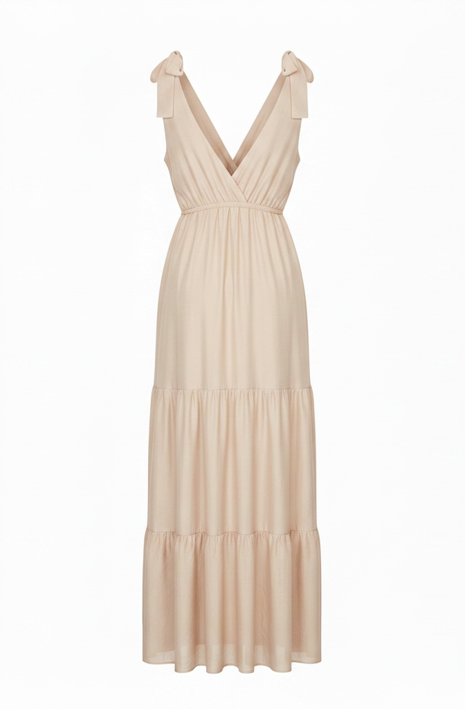 Abito lungo in viscosa beige