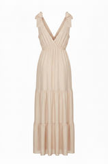 Abito lungo in viscosa beige