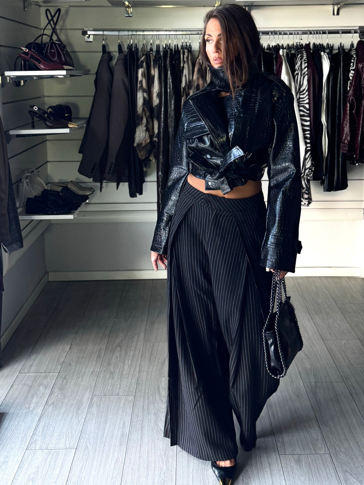 Pantalone Power stirpe wide leg