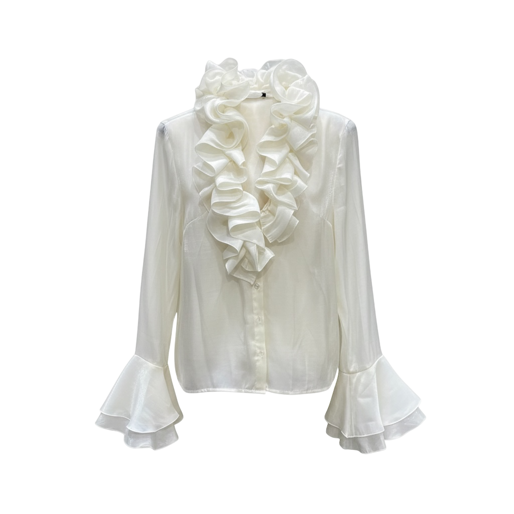 Camicia con rouches panna By Lumina