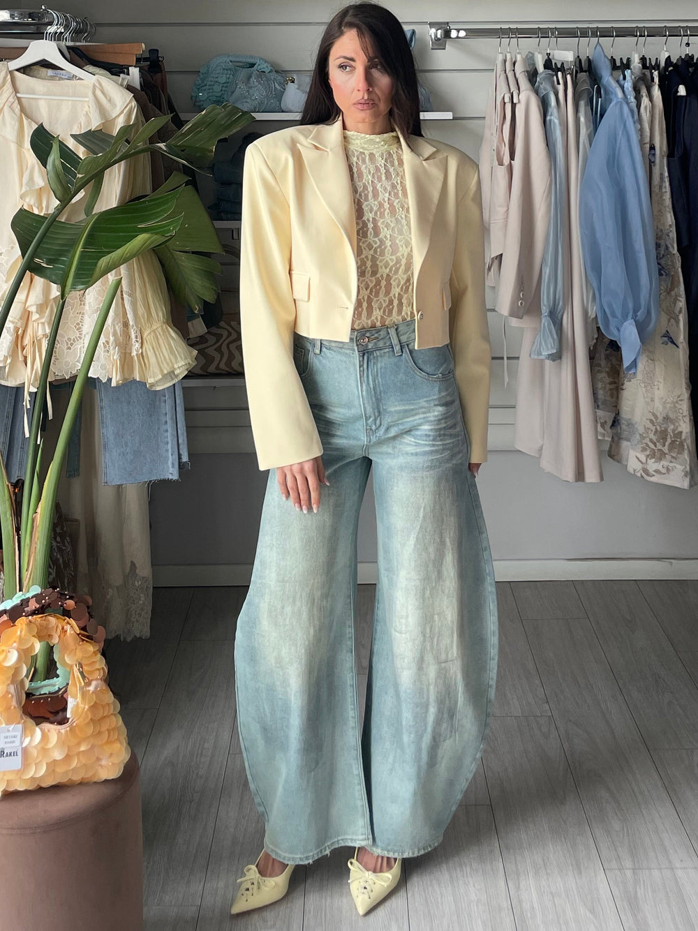 Blazer crop yellow butter Lumina