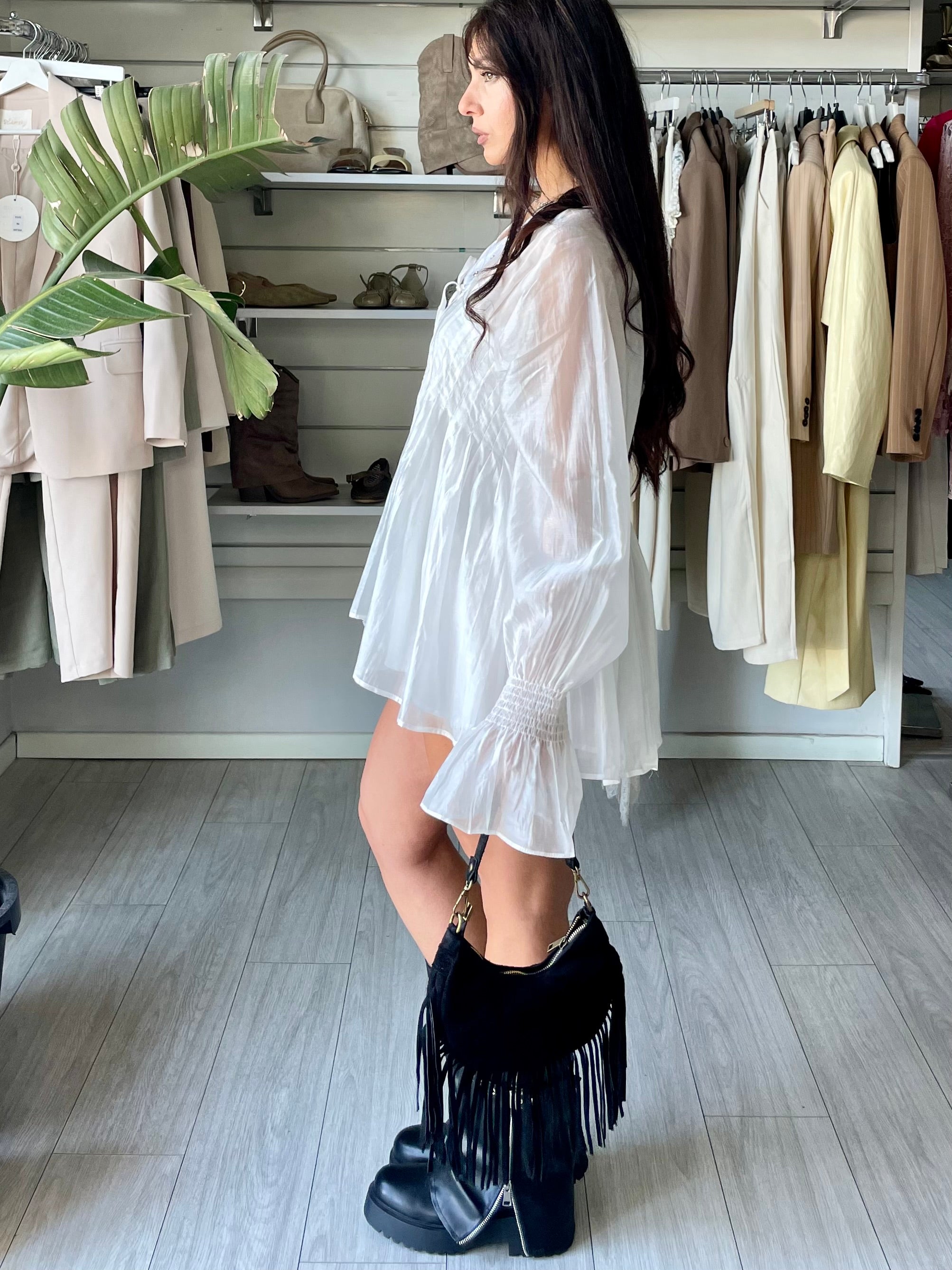 Mini dress Lace-up bianco
