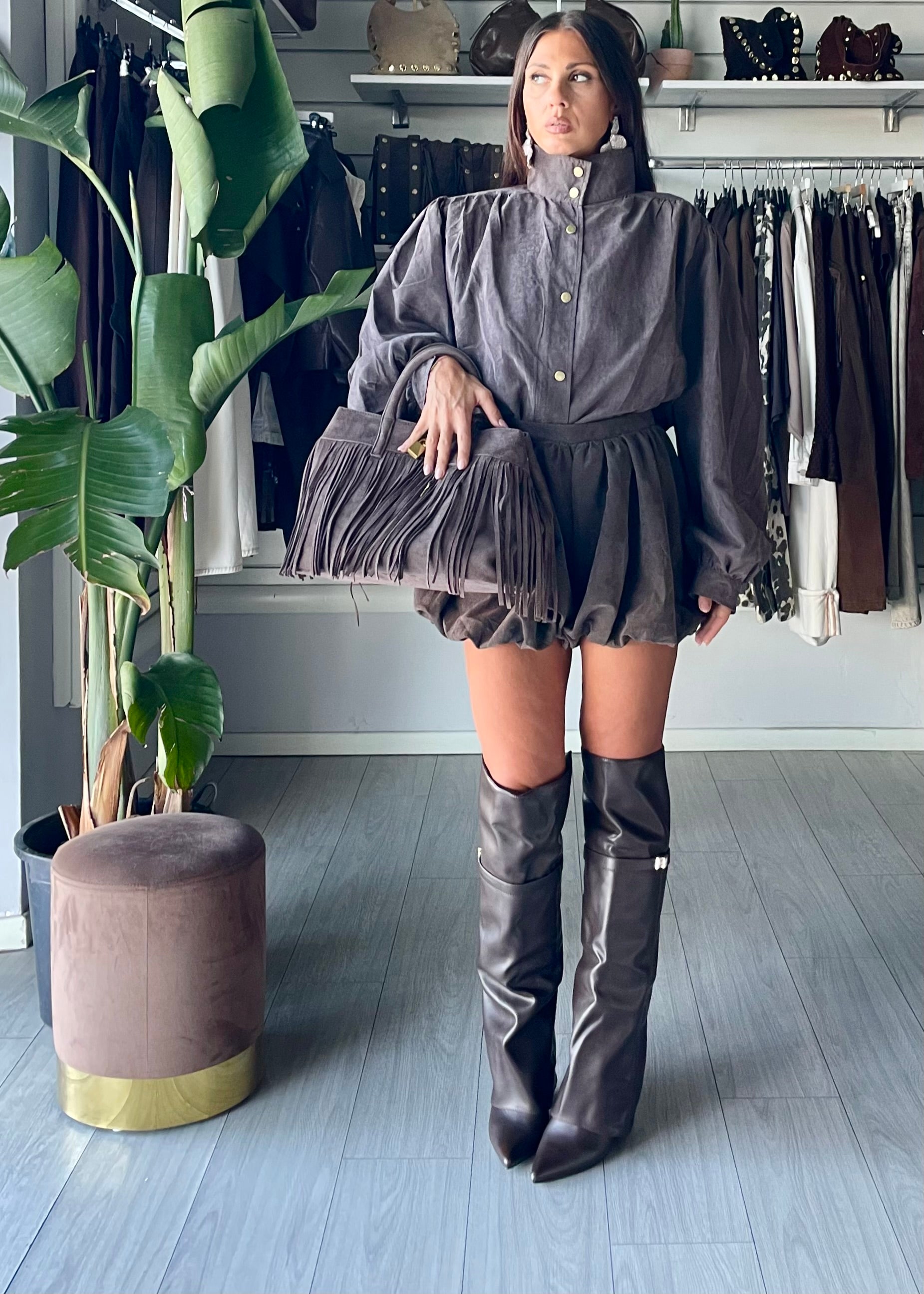 GIACCA IN SUEDE TORTORA