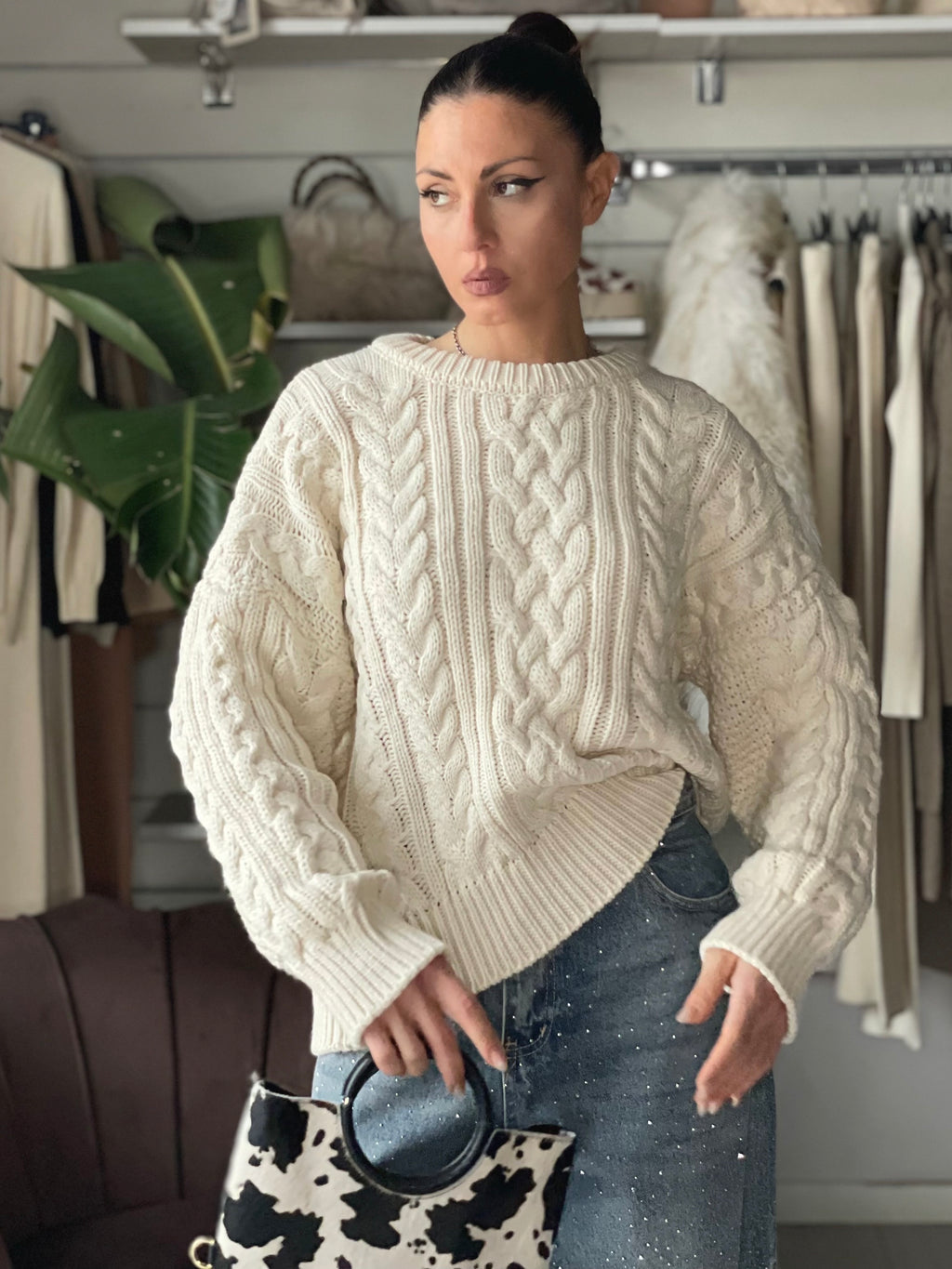 PULLOVER BRAID CREMA