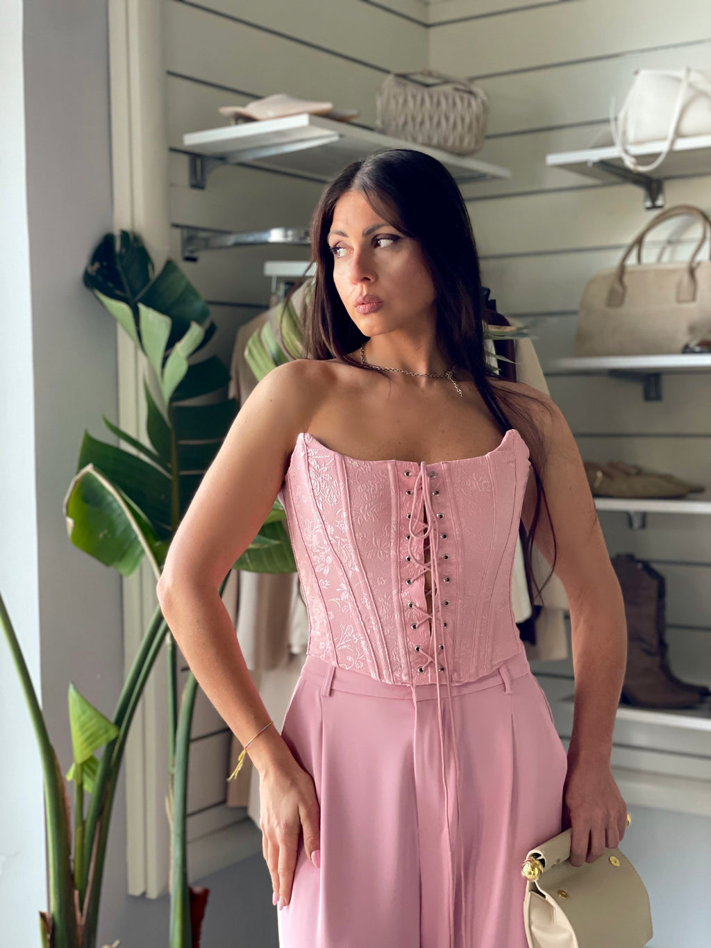 Corsetto stringato Bea rosa