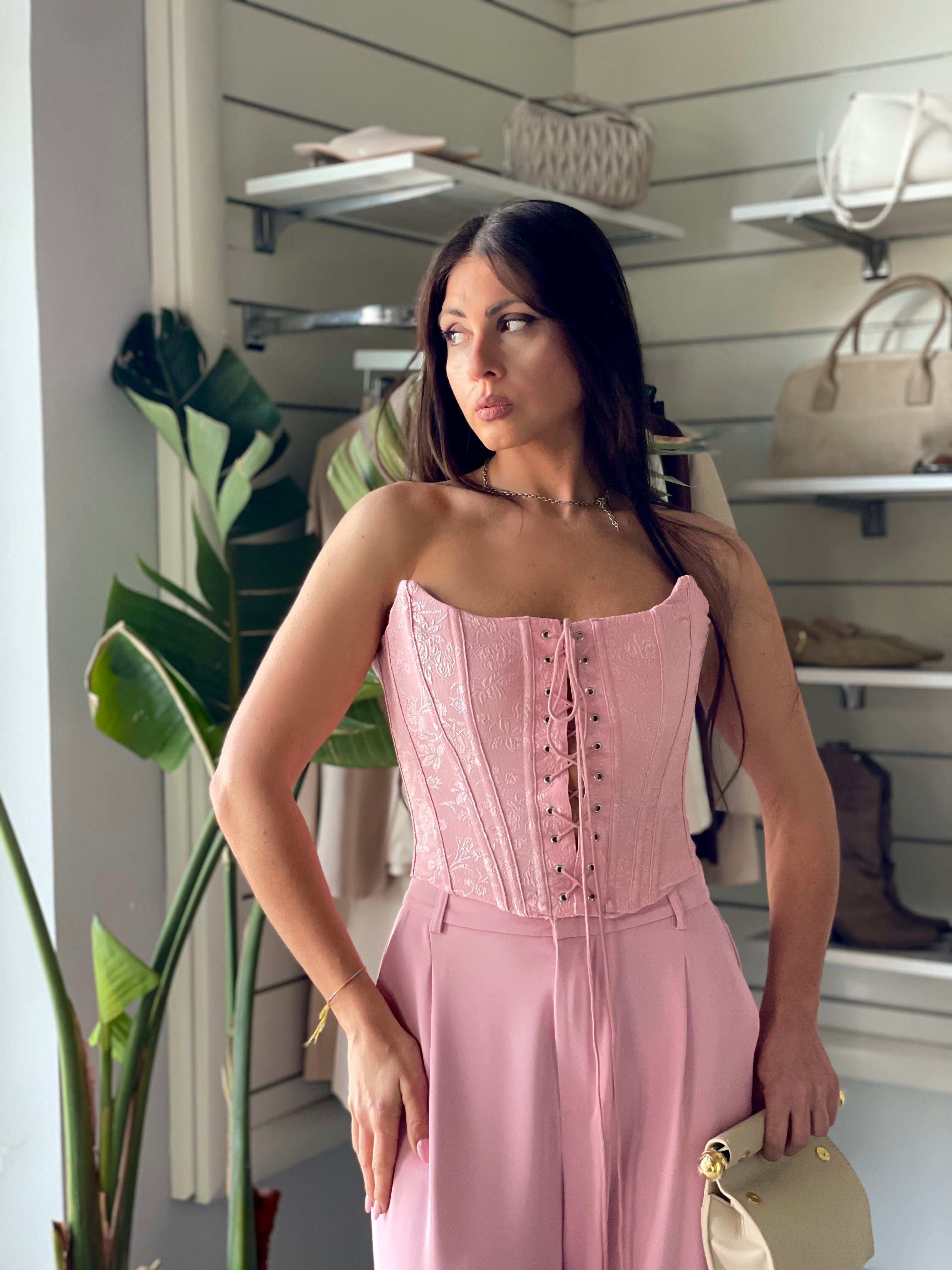 Corsetto stringato Bea rosa