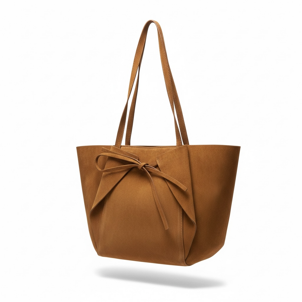 Tote bag in camoscio Camel