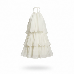 Mini dress a balze crema