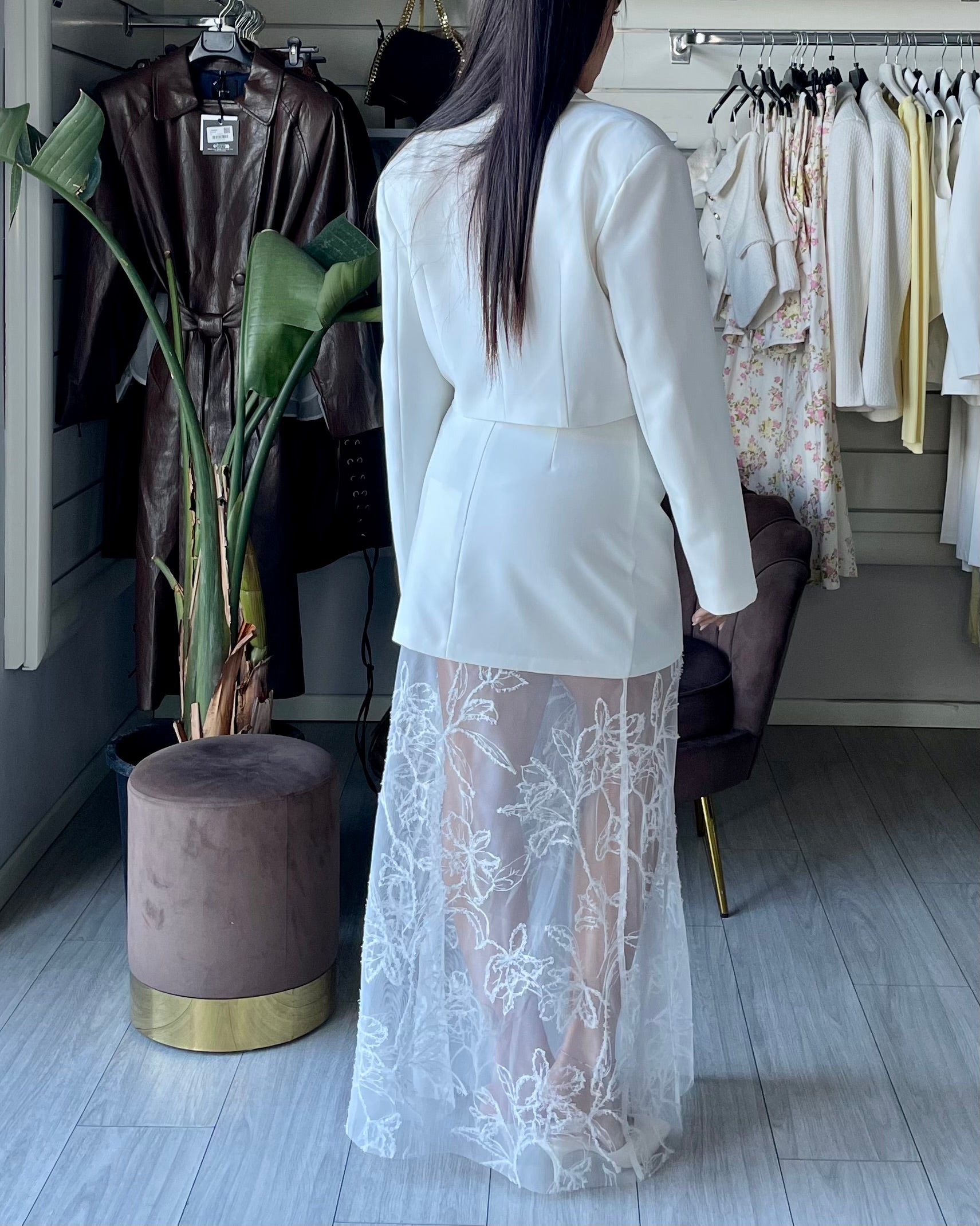 Gonna combinata in pizzo bianca by Lumina