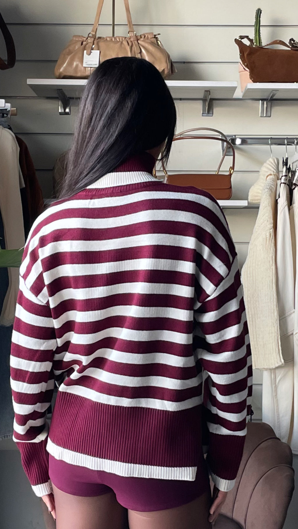 PULLOVER DOLCEVITA A RIGHE Bordeaux