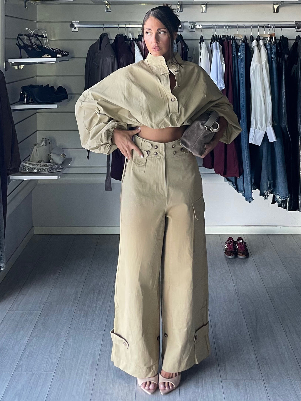 Pantalone cargo Rebellion beige